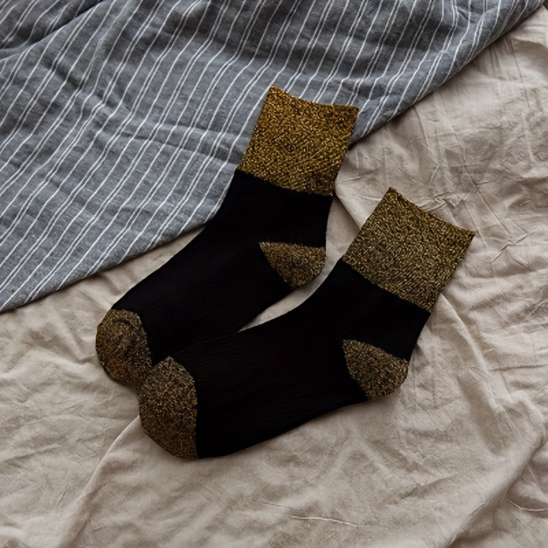 Lässige Calcetines de Hilo con Farbblockmuster