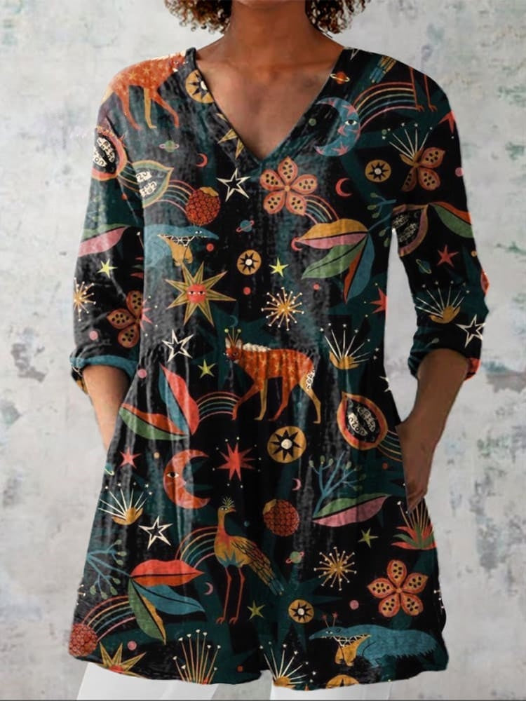 Harper | Midnight Woodland V-Neck Camisa