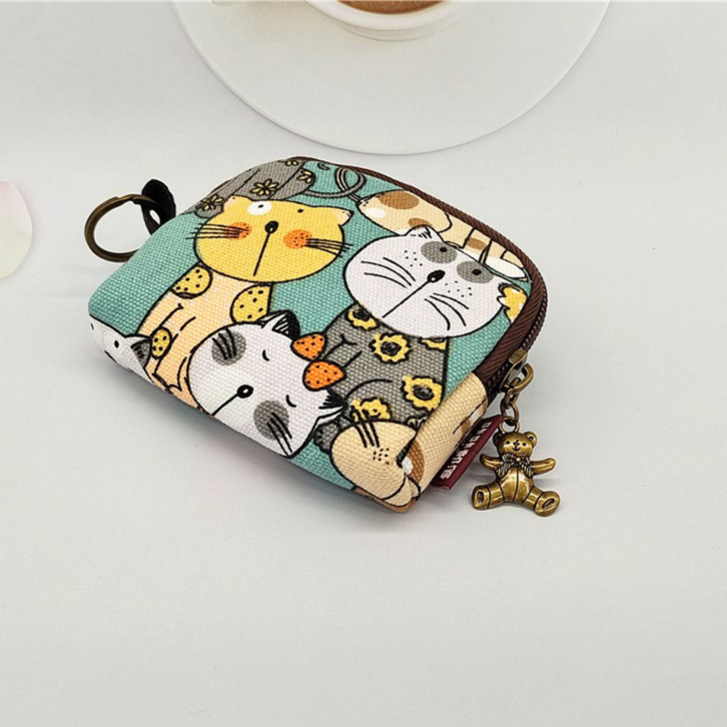Cartera de Piel Premium con Cartoon-Katze