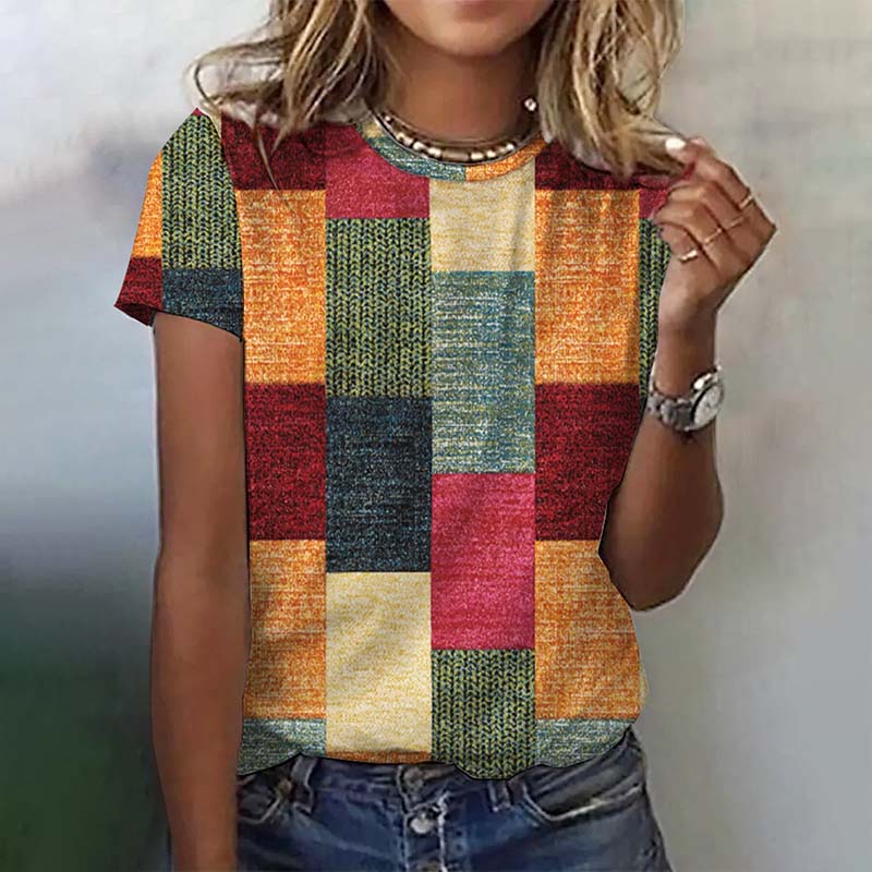 Harlow | Inspiración Vintage Plaid T-Camisa