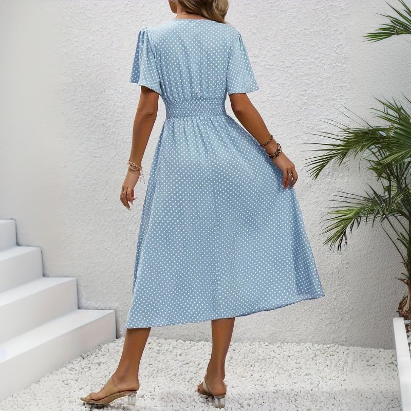 Casual Refinado Polka-Dot-Vestido Haute Couture