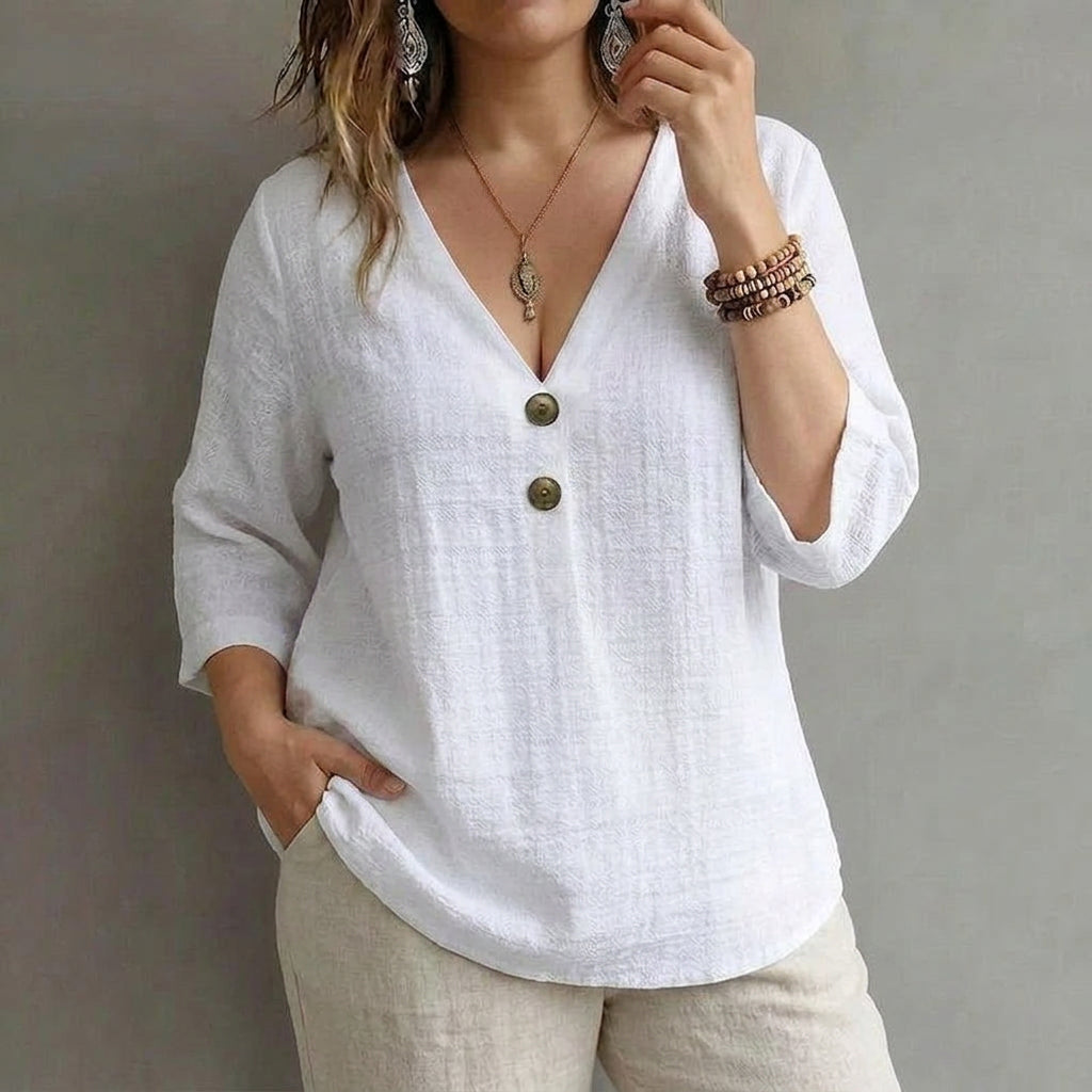 Sofia | Casual Refinado Solid Blusa