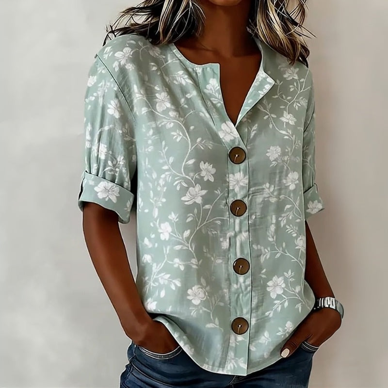 Inspiración Vintage-Blusa de Seda con Motivo Botánico