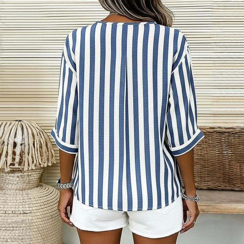Lässige Gestreifte Blusa de Seda