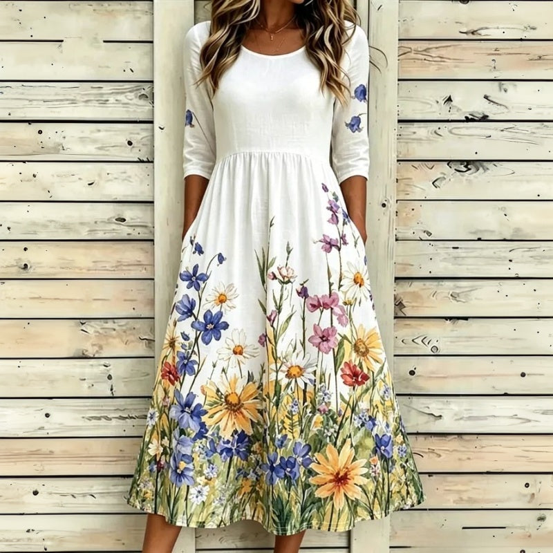 Casual Refinado Vestido Haute Couture con Motivo Botánico