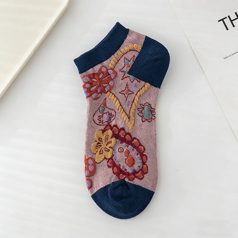 Inspiración Vintage-Calcetines de Hilo con Motivo Botánico