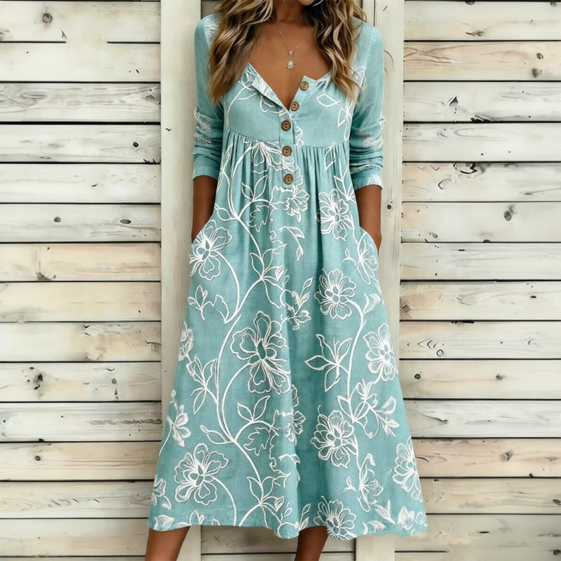 Inspiración Vintage-Vestido Haute Couture con Motivo Botánico