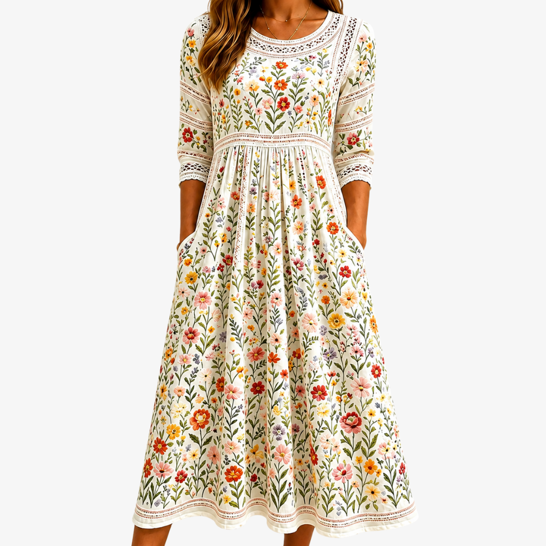 Flores Silvestres Pradera Charm Vestido Midi