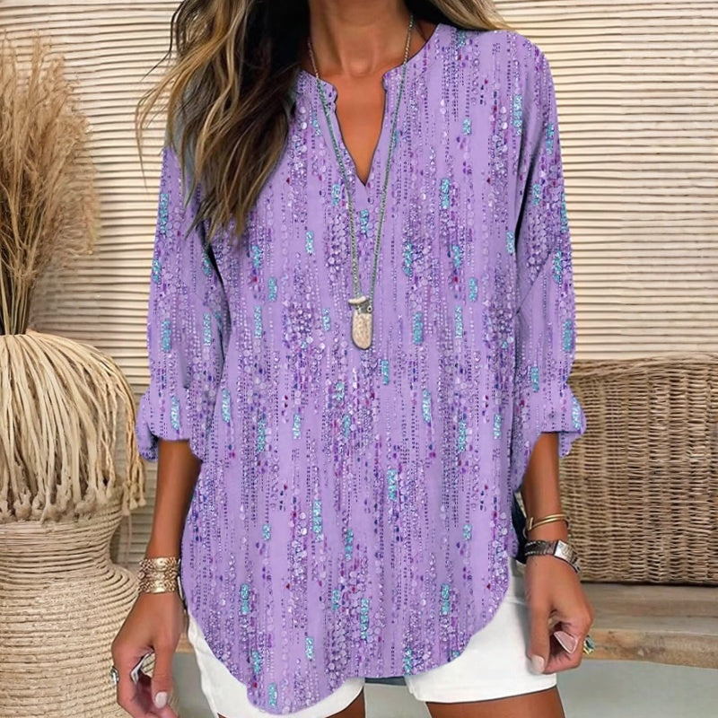 【Long Sleeve】Casual Refinado Printed Blusa