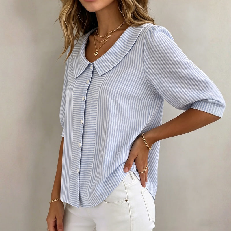 Lässige Gestreifte Blusa de Seda