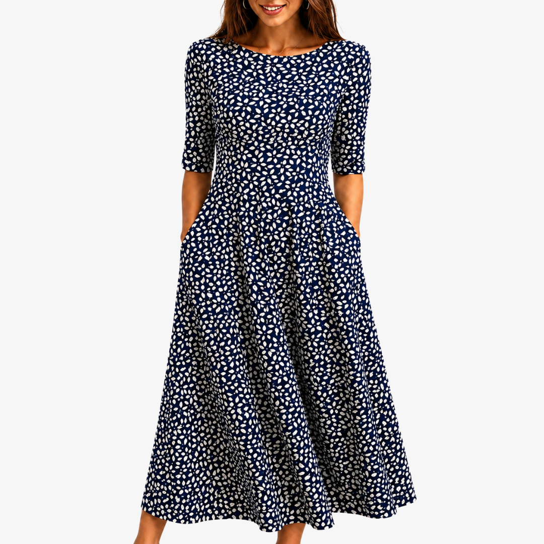 Midnight en Flor con Bolsillos Invisibles Vestido Maxi