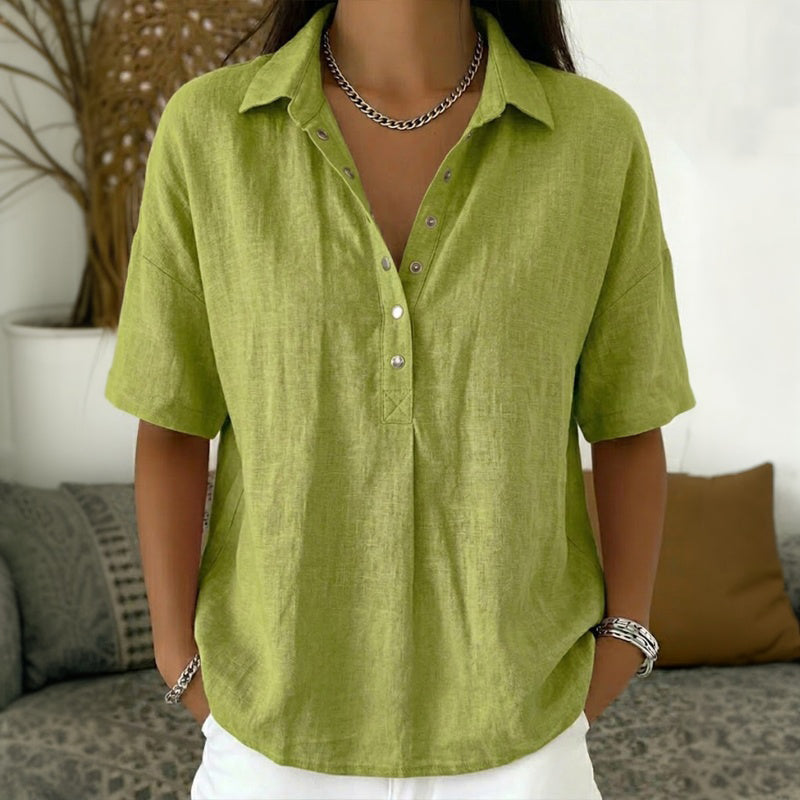 Lässige Einfarbige Blusa de Seda