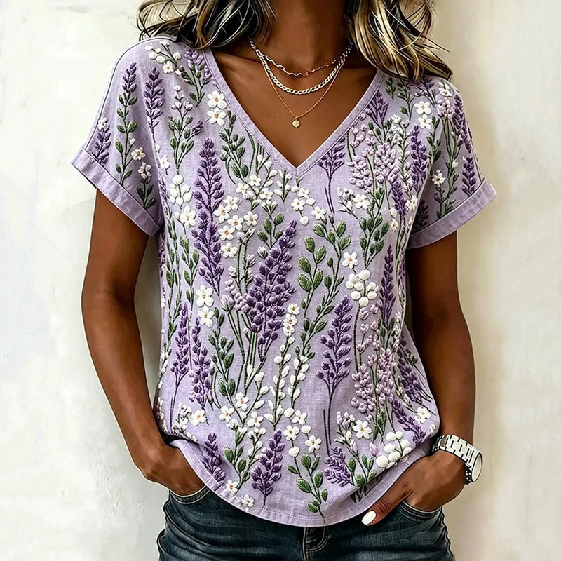 Inspiración Vintage-Blusa de Seda con Motivo Botánico