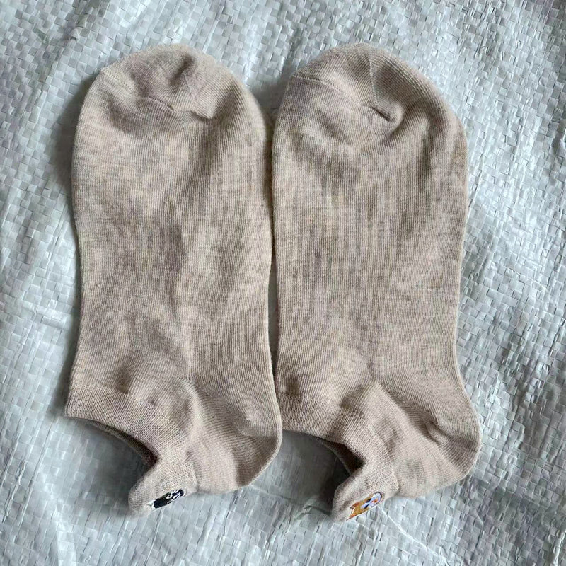 Lässige Calcetines de Hilo con Katzenstickerei