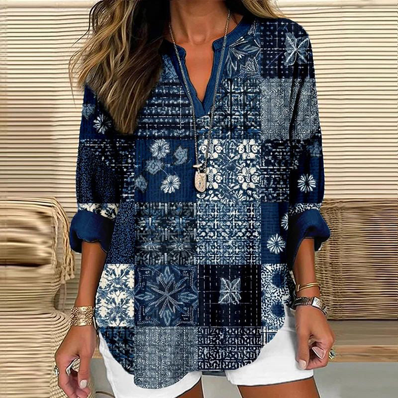 【Long Sleeve】Inspiración Vintage Casual Refinado Blusa