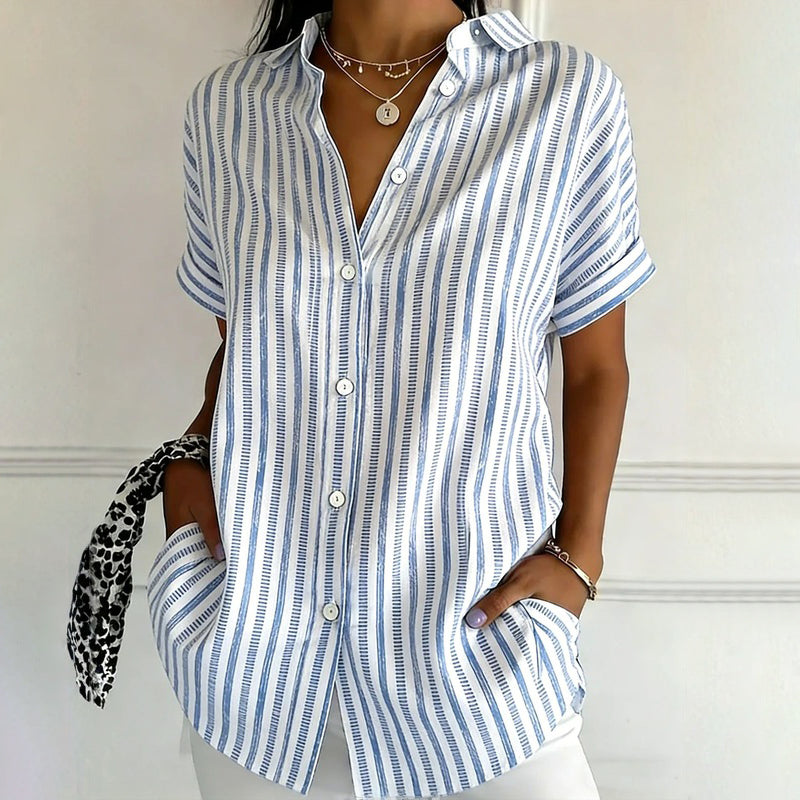 Anna | Casual Refinado Striped Blusa