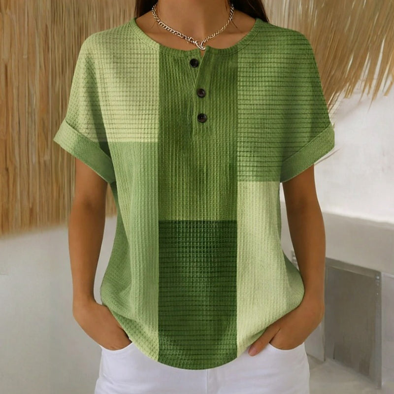 Lässige Blusa de Seda con Farbblock