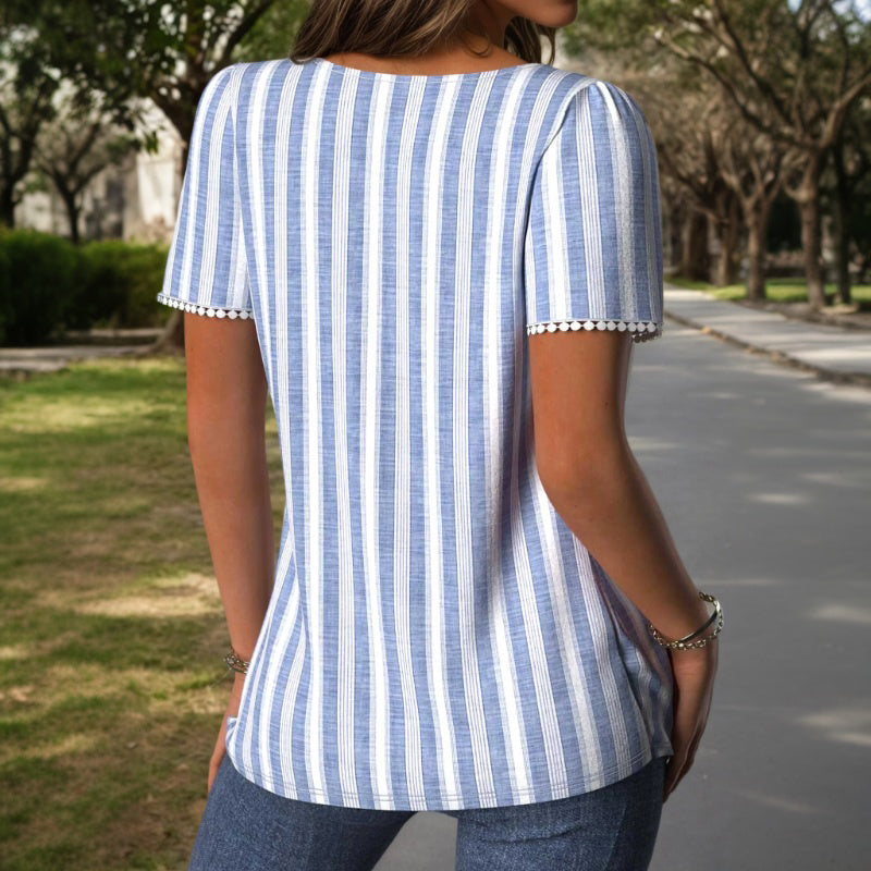 Lässige Gestreifte Blusa de Seda