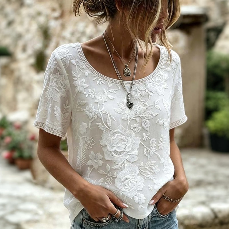 Inspiración Vintage-Blusa de Seda con Motivo Botánico