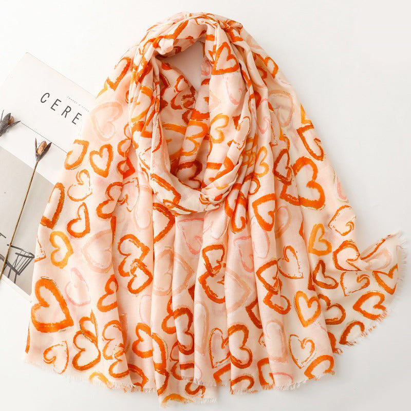Casual Refinado Foulard de Cachemira con Diseño Amor Éternel