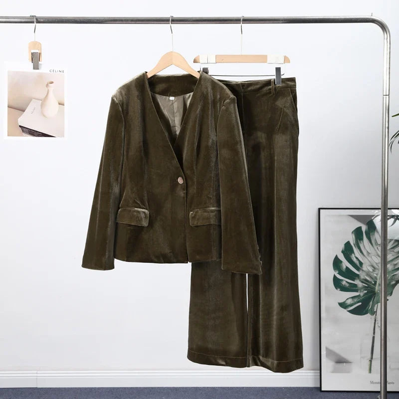 Women’s Velvet Blazer Suit Set