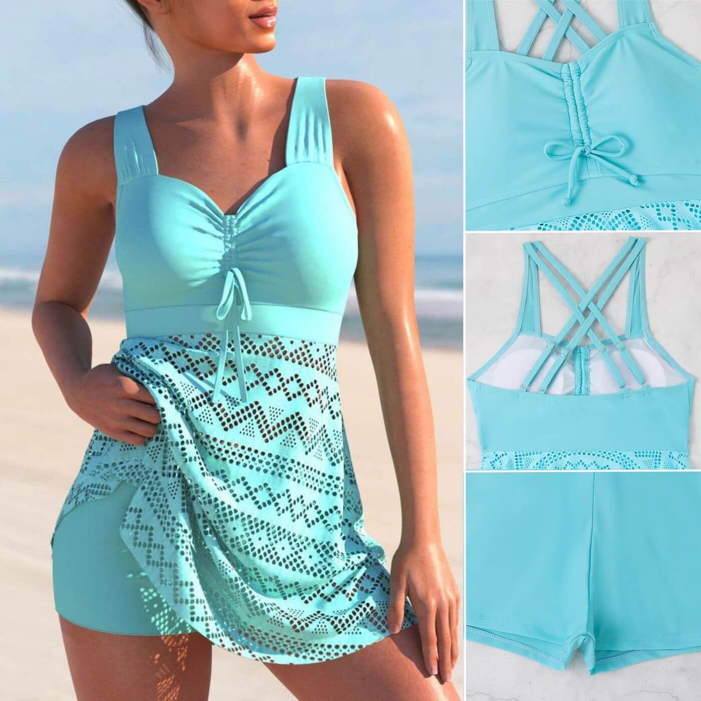 Shadow | Tankini Premium con Printed Mesh Skirt