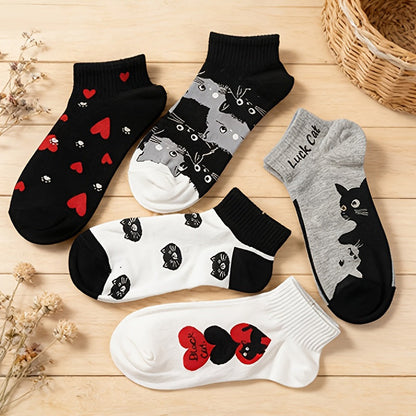 Lässige Calcetines de Hilo con Katzenmuster