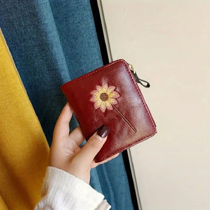 Inspiración Vintage Cartera de Piel Premium con Motivo Botánico