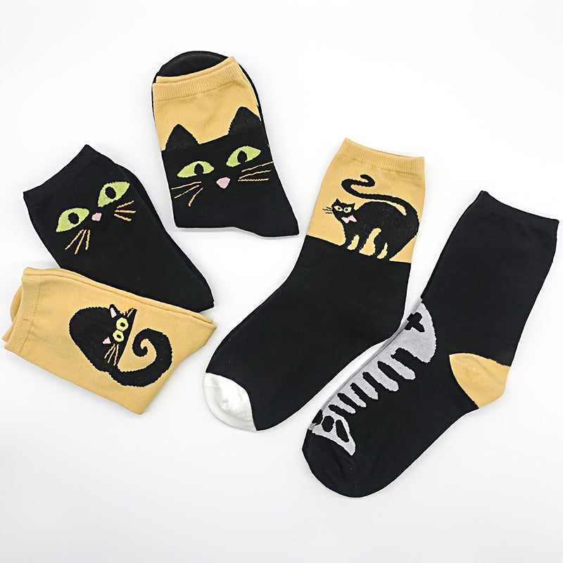 Lässige Calcetines de Hilo con Katzenmuster
