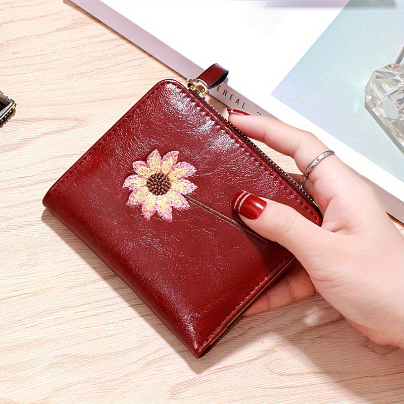 Inspiración Vintage Cartera de Piel Premium con Motivo Botánico