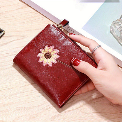 Inspiración Vintage Cartera de Piel Premium con Motivo Botánico