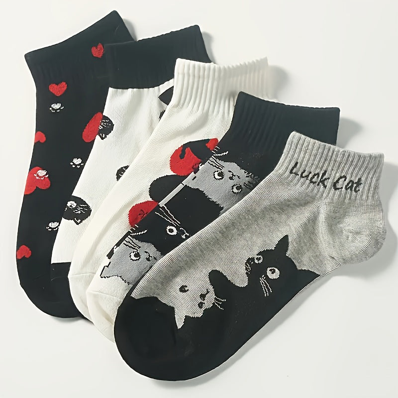Lässige Calcetines de Hilo con Katzenmuster