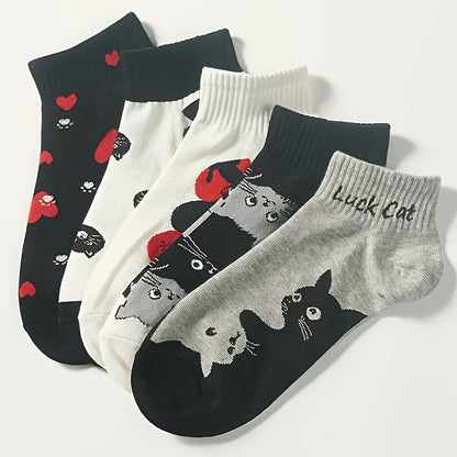 Lässige Calcetines de Hilo con Katzenmuster