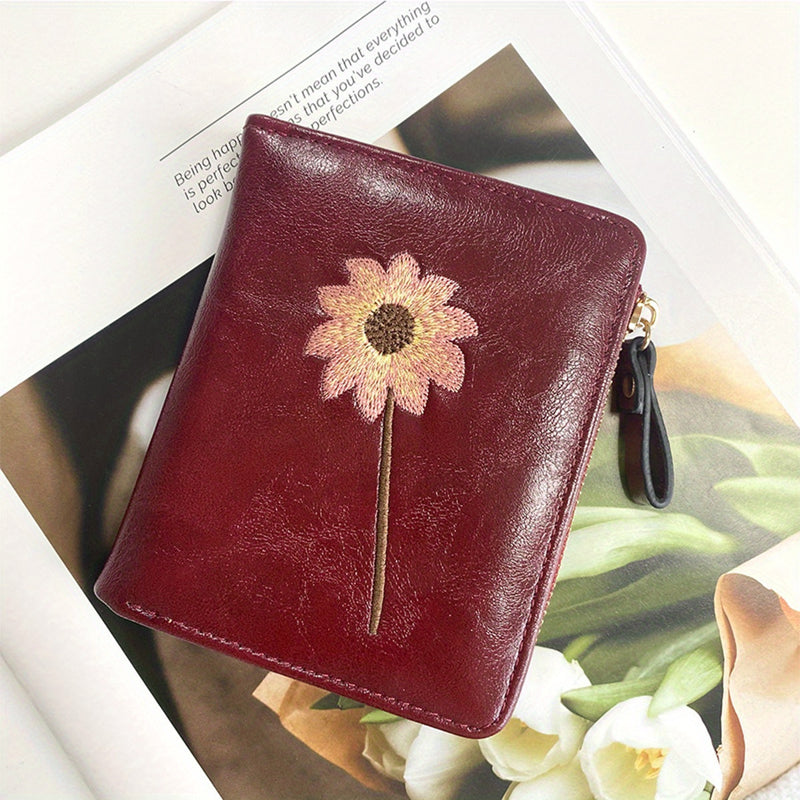 Inspiración Vintage Cartera de Piel Premium con Motivo Botánico