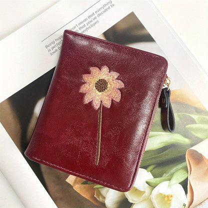 Inspiración Vintage Cartera de Piel Premium con Motivo Botánico