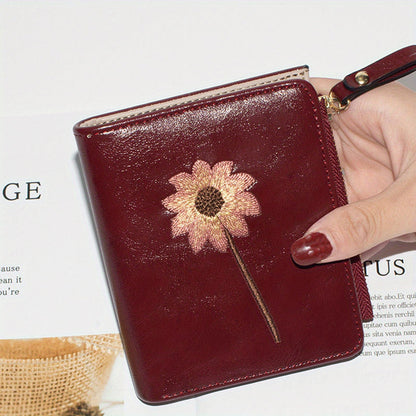 Inspiración Vintage Cartera de Piel Premium con Motivo Botánico