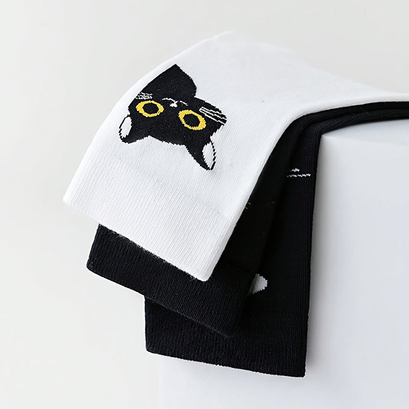 Lässige Calcetines de Hilo con Katzenmotiv