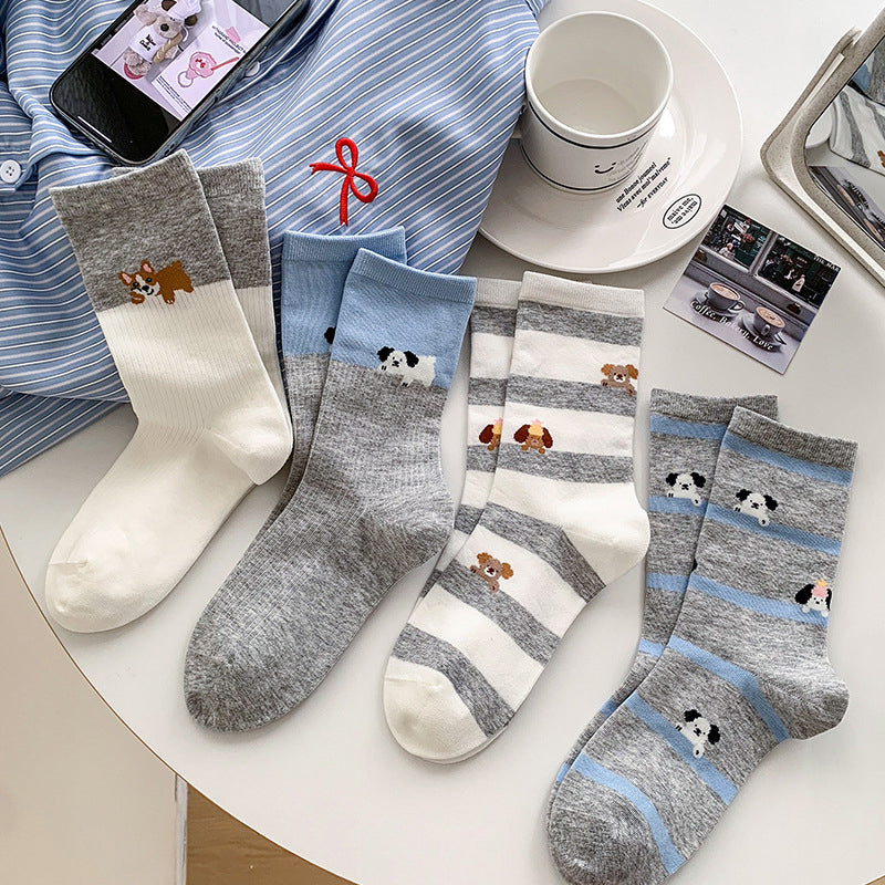 Lässige Calcetines de Hilo con Welpenmotiv