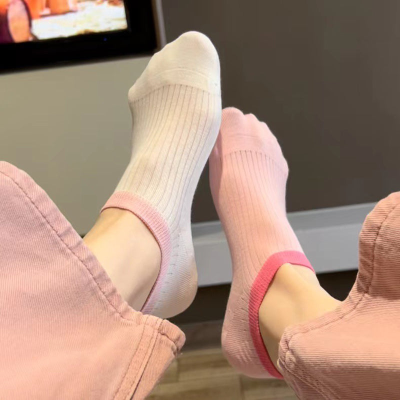 Lässige Calcetines de Hilo con Farbblockmuster