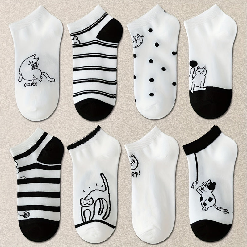 Set con 4 Paar Calcetines de Hilo con Katzenmotiv