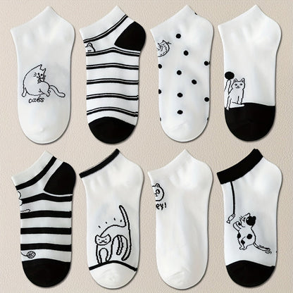 Set con 4 Paar Calcetines de Hilo con Katzenmotiv