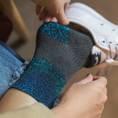 Lässige Calcetines de Hilo con Farbblockmuster