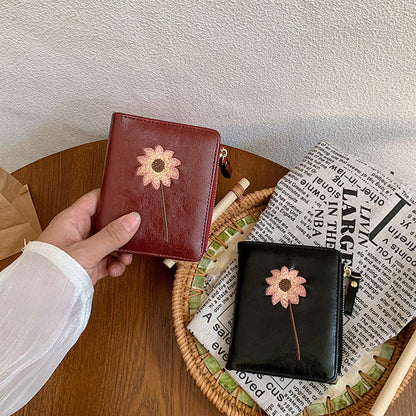 Inspiración Vintage Cartera de Piel Premium con Motivo Botánico