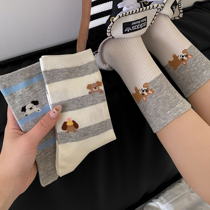 Lässige Calcetines de Hilo con Welpenmotiv