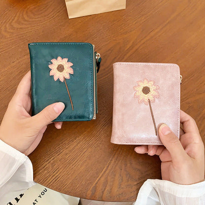Inspiración Vintage Cartera de Piel Premium con Motivo Botánico