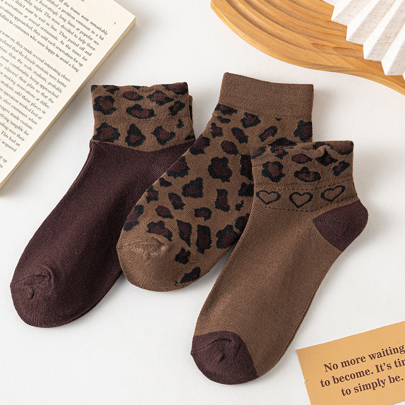 Inspiración Vintage-Calcetines de Hilo con Leopardenmuster