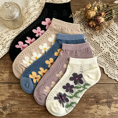Lässige Calcetines de Hilo con Motivo Botánico