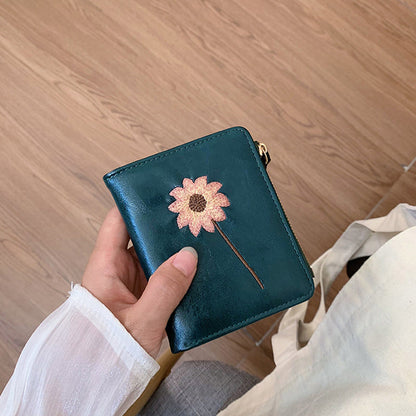 Inspiración Vintage Cartera de Piel Premium con Motivo Botánico