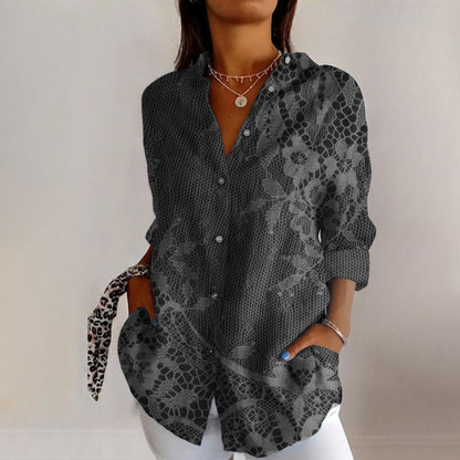 Mia | Dark Floral Print Blusa