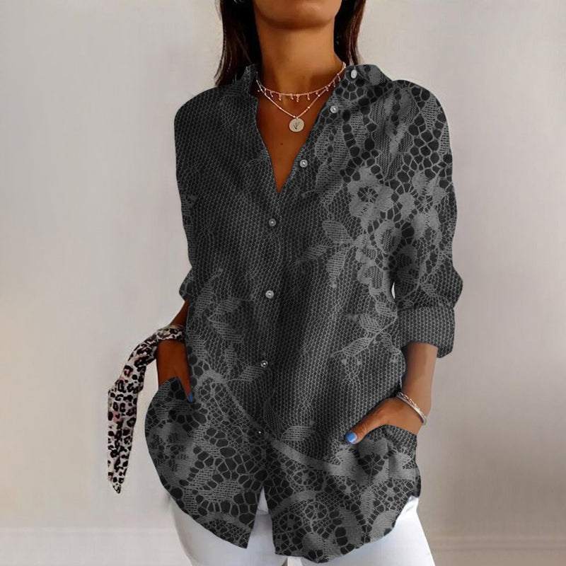 Mia | Dark Floral Print Blusa